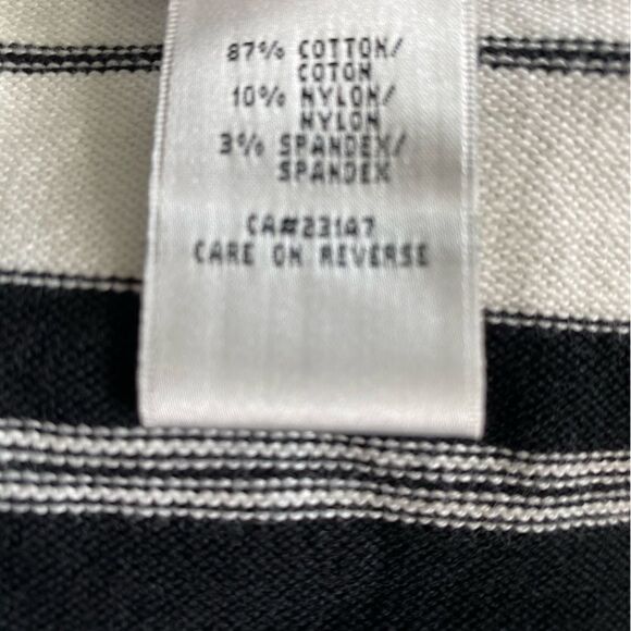 Talbots Womens Open Front Cardigan Black White Striped Sweater SZ M - Picture 11 of 14